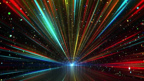 Dynamic Colorful Light Rays and Particles Tunnel