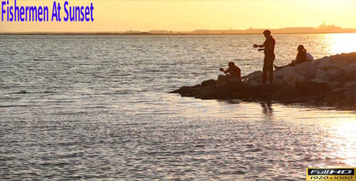 People Silhouetted on Shore at Beautiful Sunset