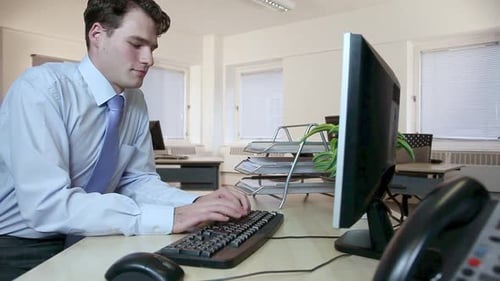 Office worker using computer