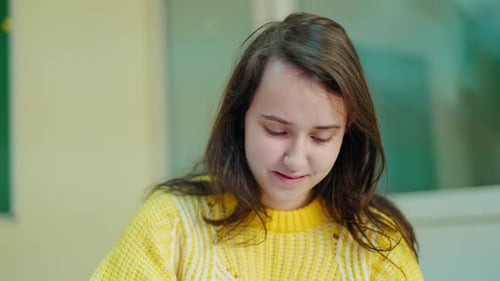 Portrait of a school girl at school