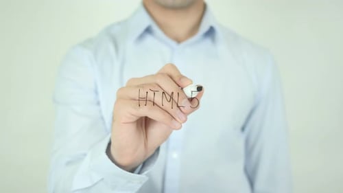 Man Writes HTML5 on Transparent Surface