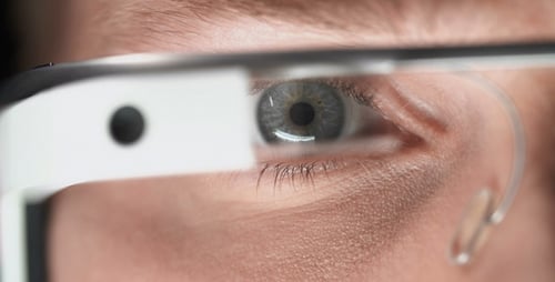 Close Up of Person Wearing Smart Glasses