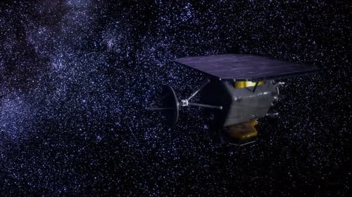 Advanced Satellite Spacecraft Navigating Through Deep Starry Cosmos