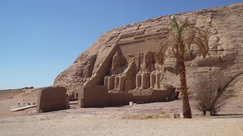 Aswan, Egypt : Great Abu Simbel temple of Pharaoh Ramses II in southern Egypt in Nubia next to Lake