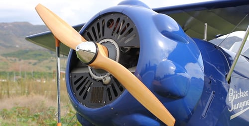 Biplane Propeller Spinning on a Classic Aircraft