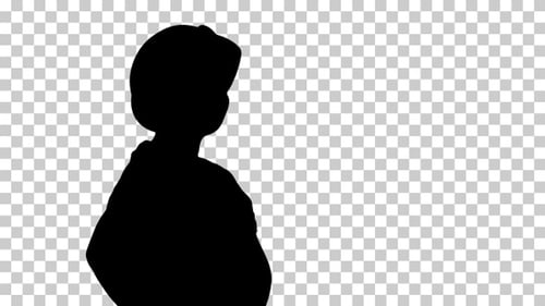 Silhouette Female engineer, construction worker, Alpha Channel