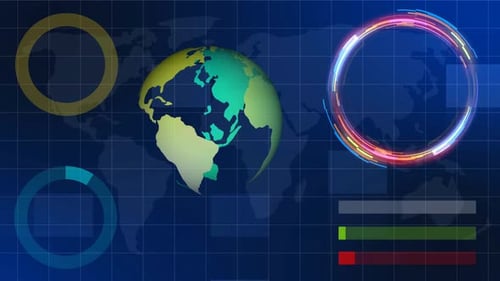 Global Business Network Showing Financial Data Graph On World Map