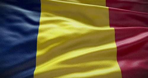 Realistic Waving Flag of Romania Seamless Loop