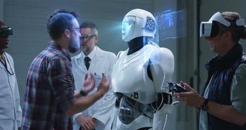 Engineers Testing Robots Hand Gestures