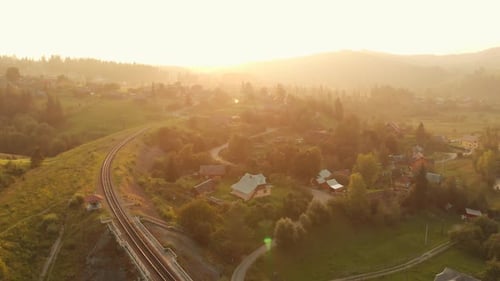 Rural View of Vorokhta Village in Carpathian Mountains Ukraine