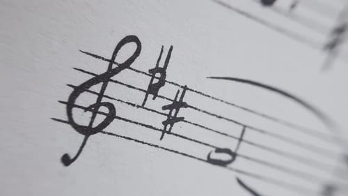 Close-up of Crisp Musical Notation on Sheet Music