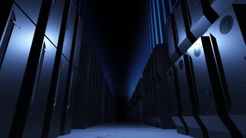 jogos e streaming em nuvem. uma sala com muitos servidores
