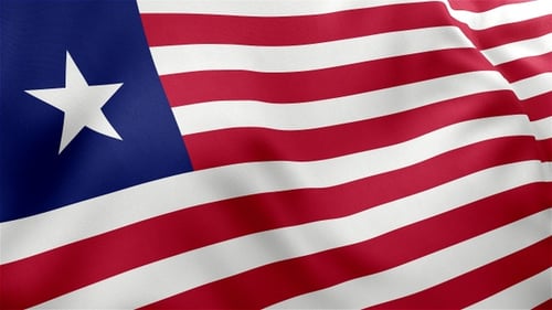 Waving Liberia Flag Realistic Fabric Motion Background