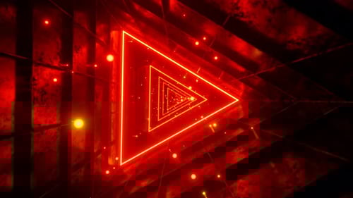 Seamless Loop Motion Graphics Of Flying Into Triangle Red Rotation Tunnel