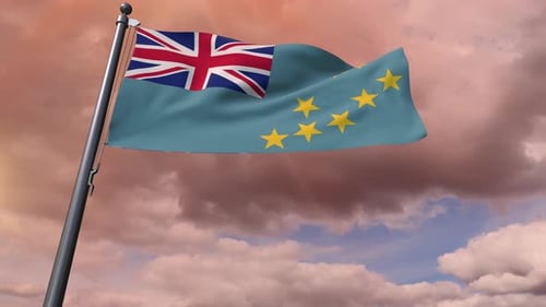 Tuvalu Flag Waving Realistic 3D Animation