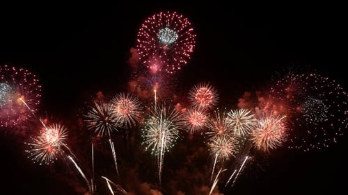 Spectacular Fireworks Display Bursts in the Night Sky