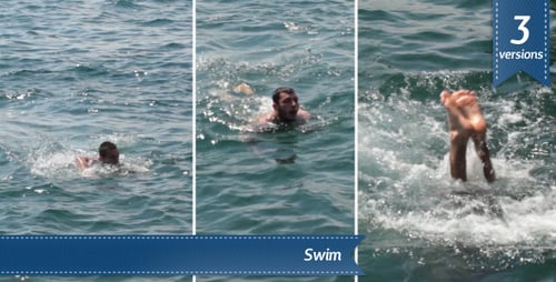 Man Swimming Freestyle in the Turquoise Ocean