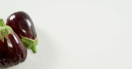 Eggplants on a white background 4k