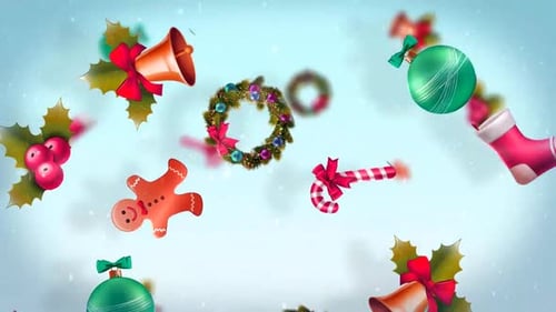 Decorative Christmas Elements Falling Seamless Loop Animation