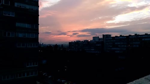City skyline timelapse at sunset