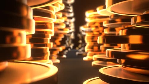 Smooth Gold Coins Stack Loop Background Animation