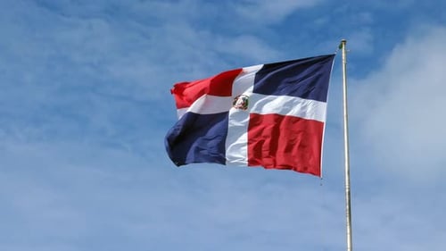 Dominican Republic Flag Waving in the Wind