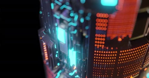 Motion graphic 4K of abstract technology background, led and particles.