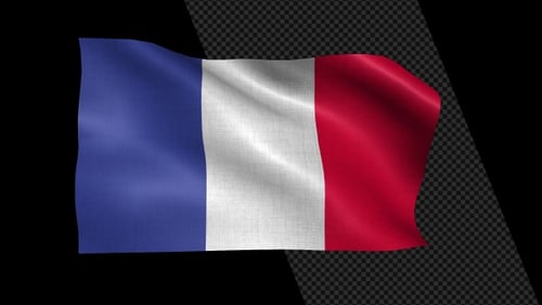 Realistic French Flag Waving Animation with Alpha Channel
