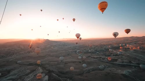 Hot Air Balloons Floating Over Cappadocia at Sunrise