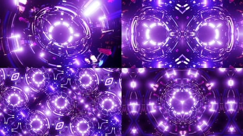 Futuristic Neon Purple Blue Rotating Tunnel Loop Background