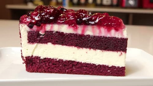 Delicious Red Velvet Cake Slice with Berries
