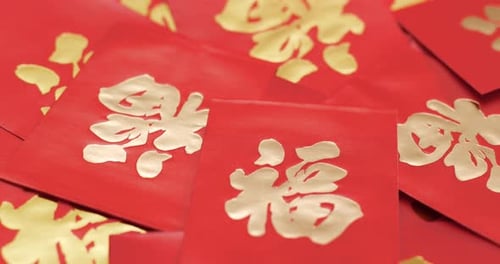 Red Envelopes with Gold Lettering for Chinese New Year