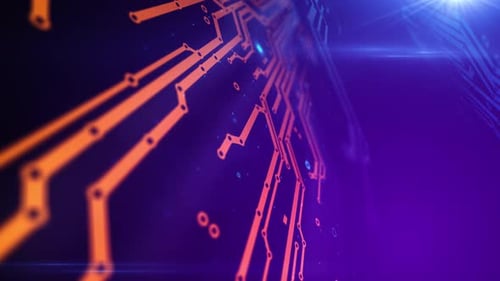technologischer Hintergrund mit grafischen Elementen der Schnittstelle und Computerkomponenten