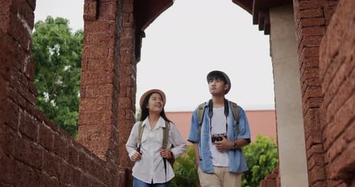 Couple visit ancient temple