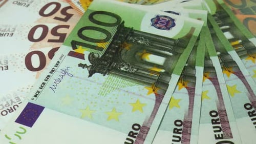 Close Up of a Pile of Euro Currency