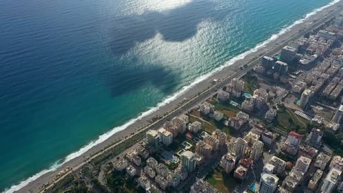 Drone View Alanya Sea Awesome Peach Sunset