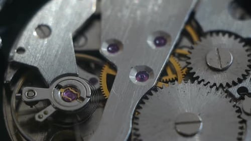 Inside View of Watch Gears Turning