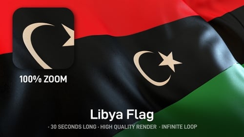 Realistic Libyan Flag Waving Seamlessly Looping Background