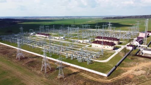 High voltage electrical substation.