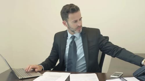 Businessman working in office