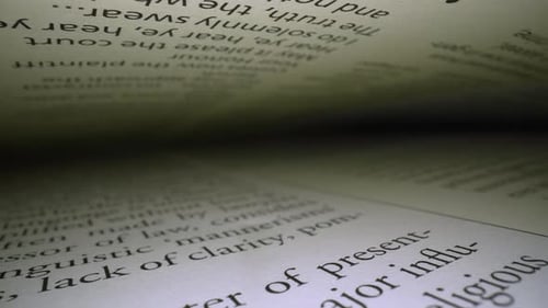 Close Up of Text on the Pages of Book