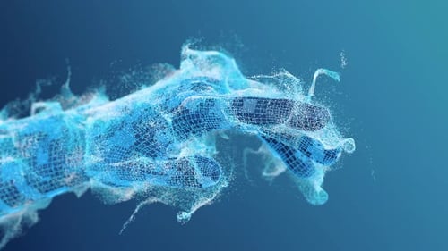Futuristic Digital Hand Wireframe Particle Animation