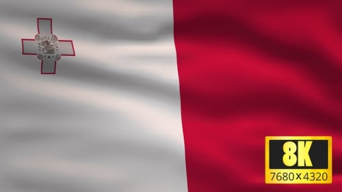 Realistic Waving Malta Flag Seamless Loop Animation