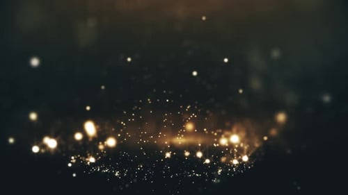 Golden Shimmering Particles Glittering Background