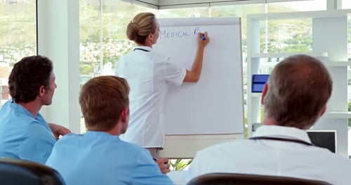Medical team having medical report