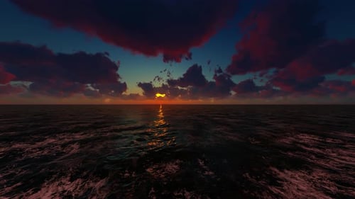 Realistic Time-Lapse Ocean Sunset to Night Sky Moonrise