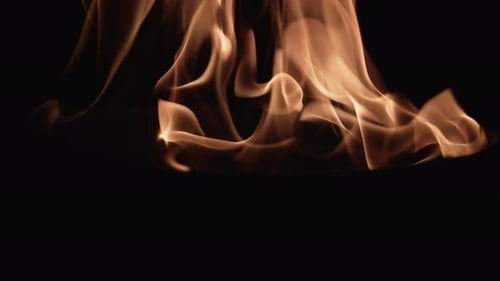 Golden Flames Dancing on Black Background