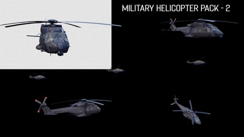 Realistic Flying Military Helicopter with Alpha Channel