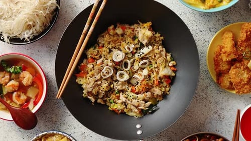 Chinese Food Set. Asian Style Food Concept Composition.
