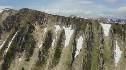 Aerial View of the Colorful Spring Sunset Over the Mountain Ranges